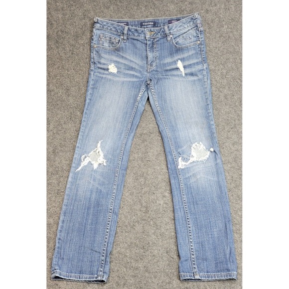 Vigoss Jeans Womens 29x27 The Thompson Light Wash Distressed Stretch Tomboy Y2K - Picture 1 of 15